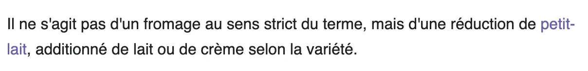 Une capture d'écran de la page Wikipédia sur le Brunost