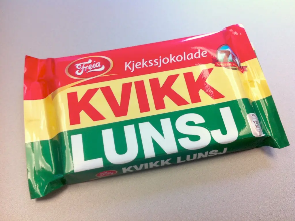 Une photo d'une barre chocolatée Kvikk Lunsj